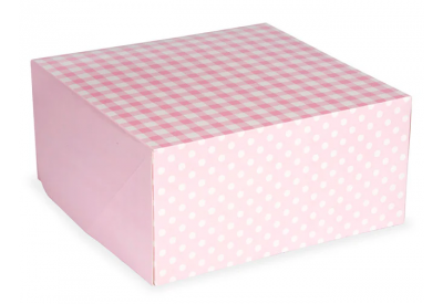 Anniversary House Cake Box Pink Gingham (10" / 25.4cm)